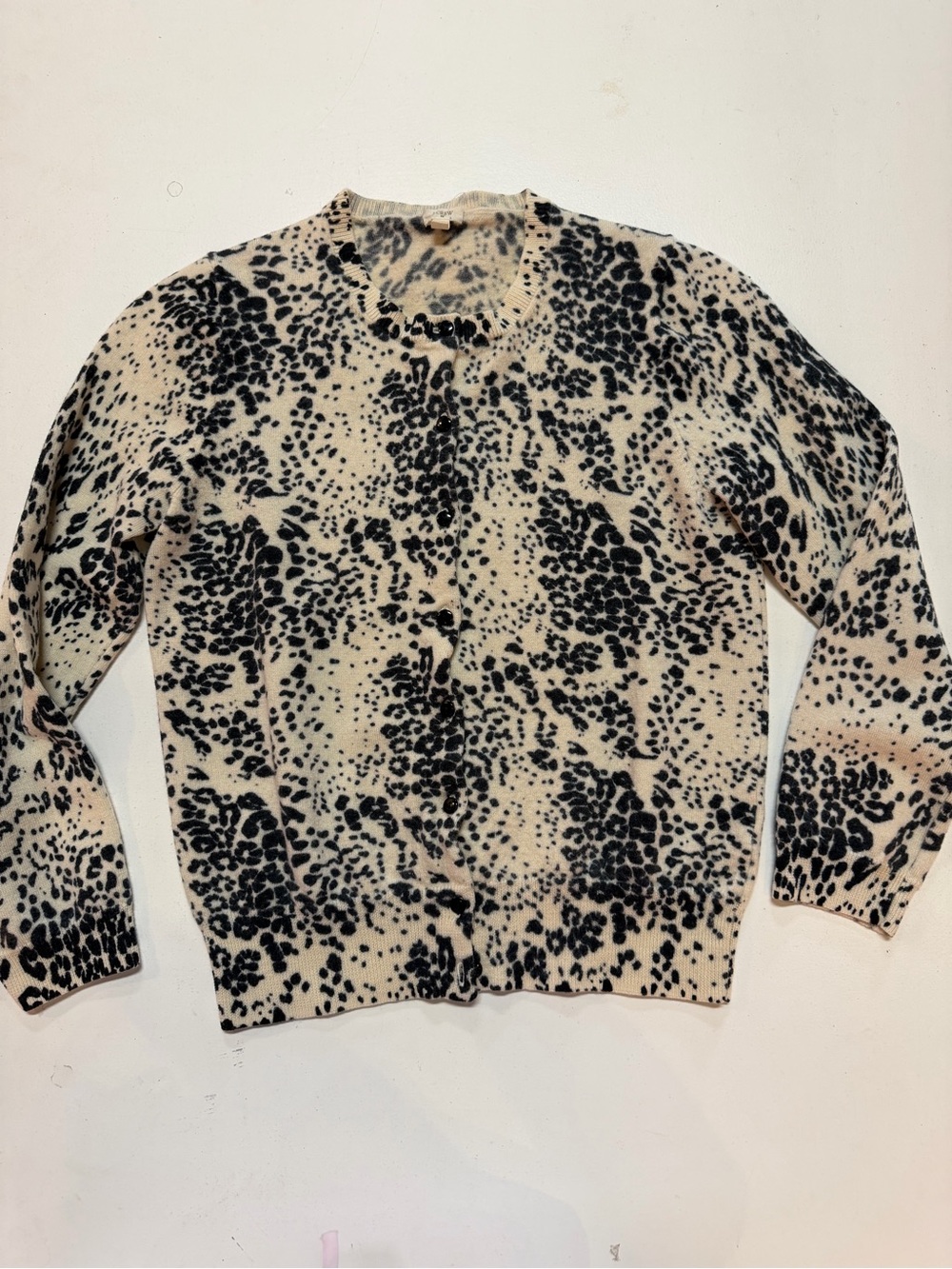 J. Crew Cream and Black Leopard Cardigan